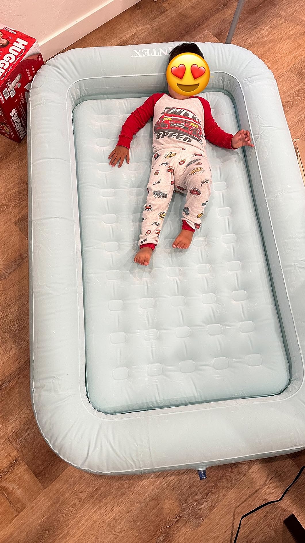 Intex 66810FL Inflatable Kidz Travel Bed Set, Includes Hand Pump and Carry Bag, Removable Mattress, Quick Inflation, Indoor Use, 42in x 66in x 10in, Blue with Star Print Frame customer photo 2