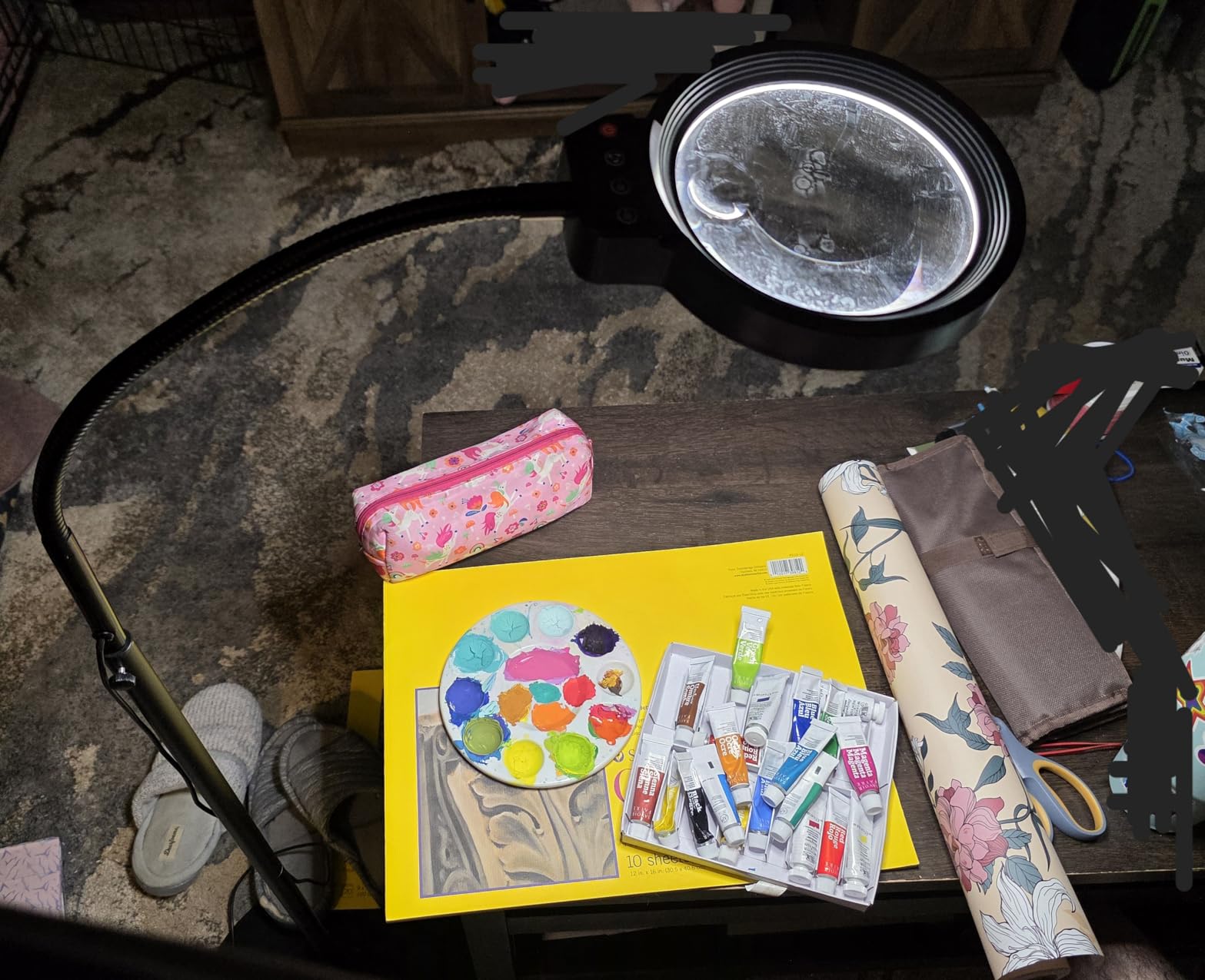 30X 10X Large Floor Magnifying Glass with Light and Stand | 2-in-1 Flexible Gooseneck Floor Magnifying Lamp, 72 LED Lights, 3 Color Modes, Close Work, Sewing, Crafts, Hobbies customer photo 1
