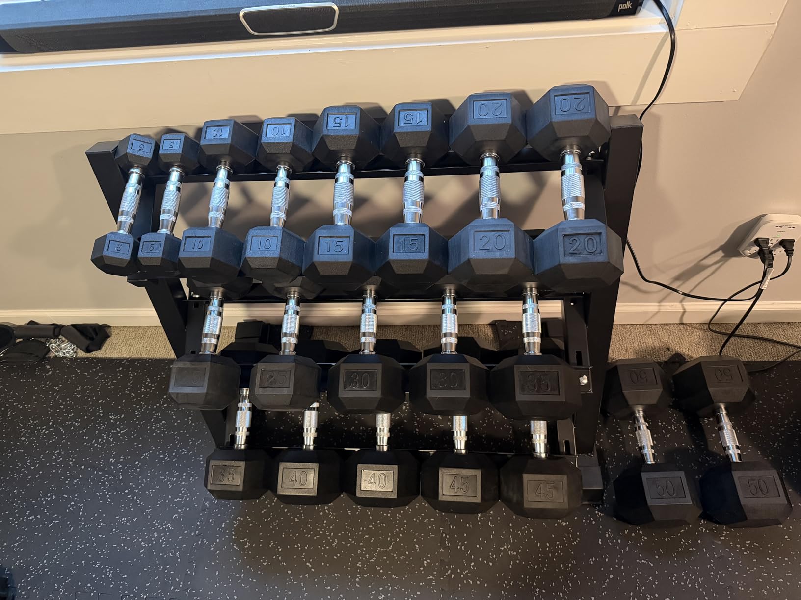 Amazon Basics 3-Tier Adjustable Dumbbell Weight Rack, Sturdy Steel Stand Only, Black customer photo 1