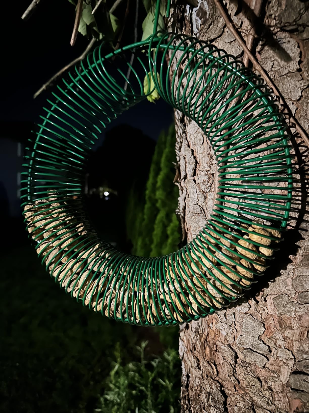 Peanut Bird Feeder, Hanging Feeder Round Metal Whole Wild Bird Feeder with Hanging Hook for Outdoor Birds and Squirrels Feeding Rust & Proof customer photo 2