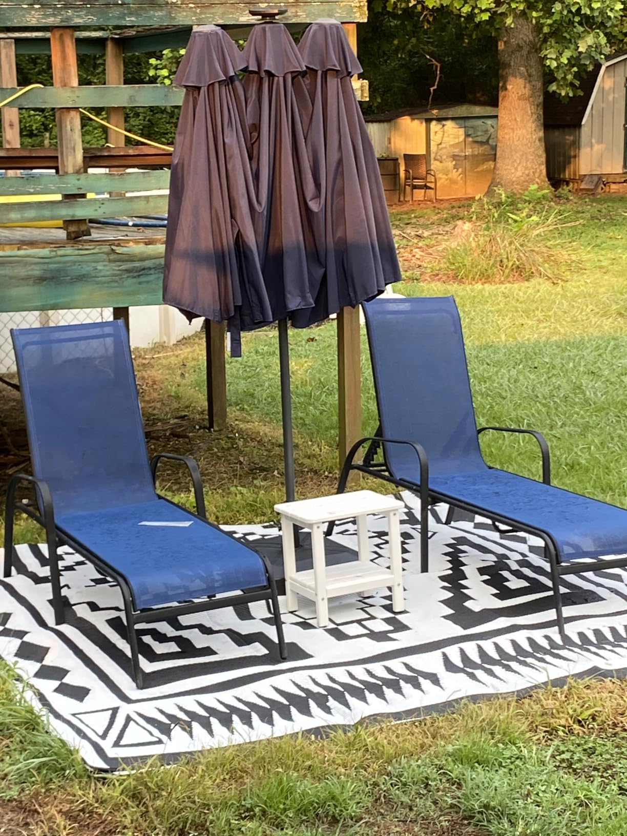 Outsunny Outdoor Rug for Patio Waterproof 9' x 18' Black & Gray Square customer photo 1