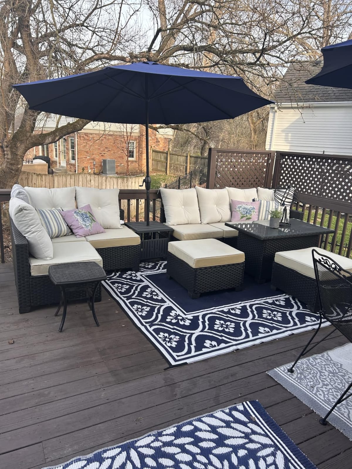 Outsunny Outdoor Rug for Patio Waterproof 9' x 18' Black & Gray Square customer photo 2