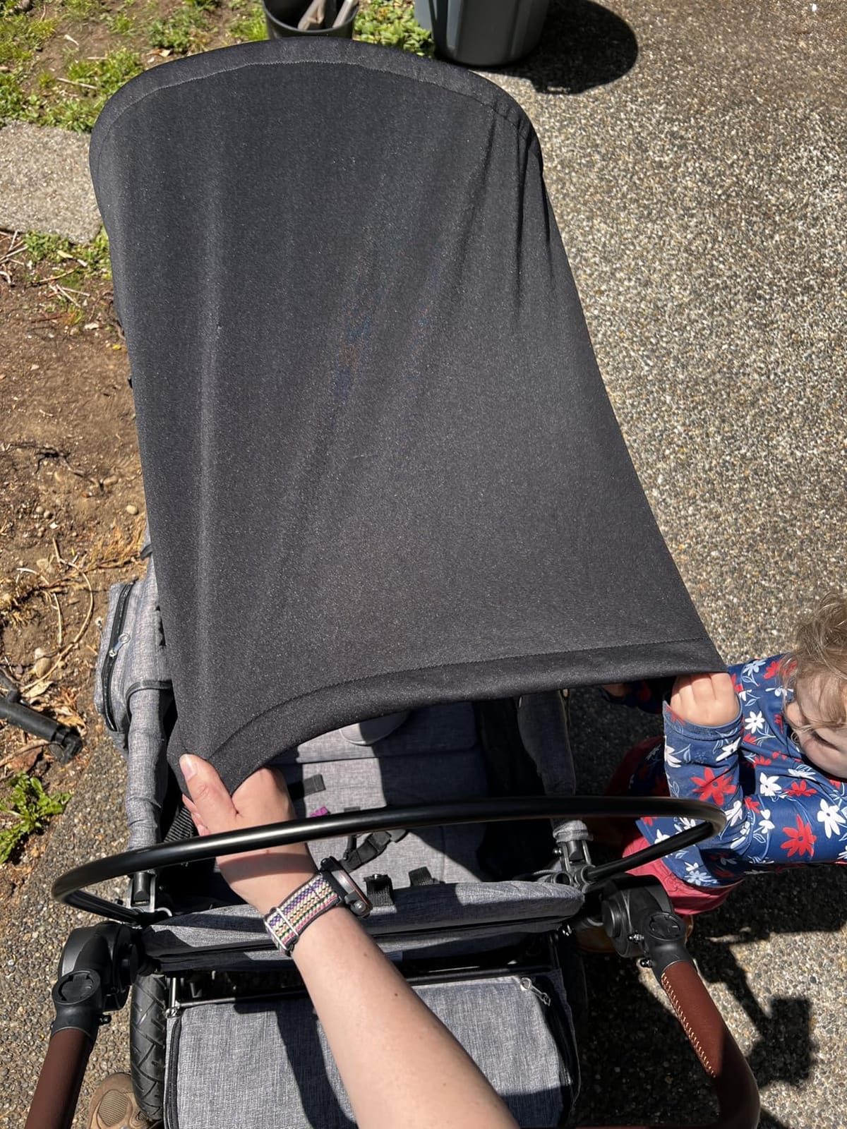 Rovique Wagon Stroller for 2 Kids,Premium Wagon for Kids with Removable Canopy, Snack Tray, Convertible Baby Bassinet, 5-Point Safety Harness, All-Terrain PU Wheels & Adjustable Push/Pull Handle,Grey customer photo 2