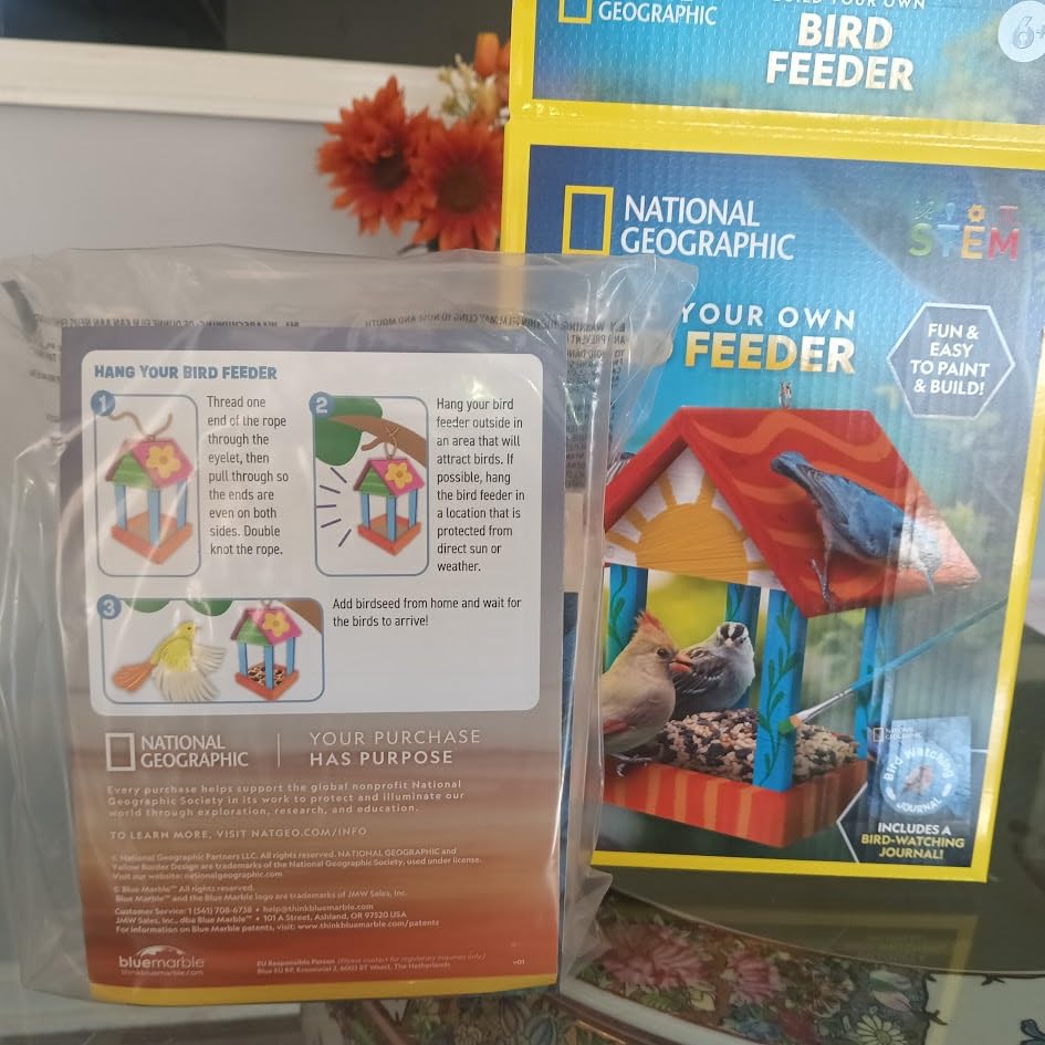 National Geographic Build Your Own Bird Feeder Craft Kit for Kids | DIY Wooden Bird Feeder, Paints and Brush, Bird-Watching Journal, Educational Poster, Outdoor Nature Craft, Birthday Gift customer photo 1