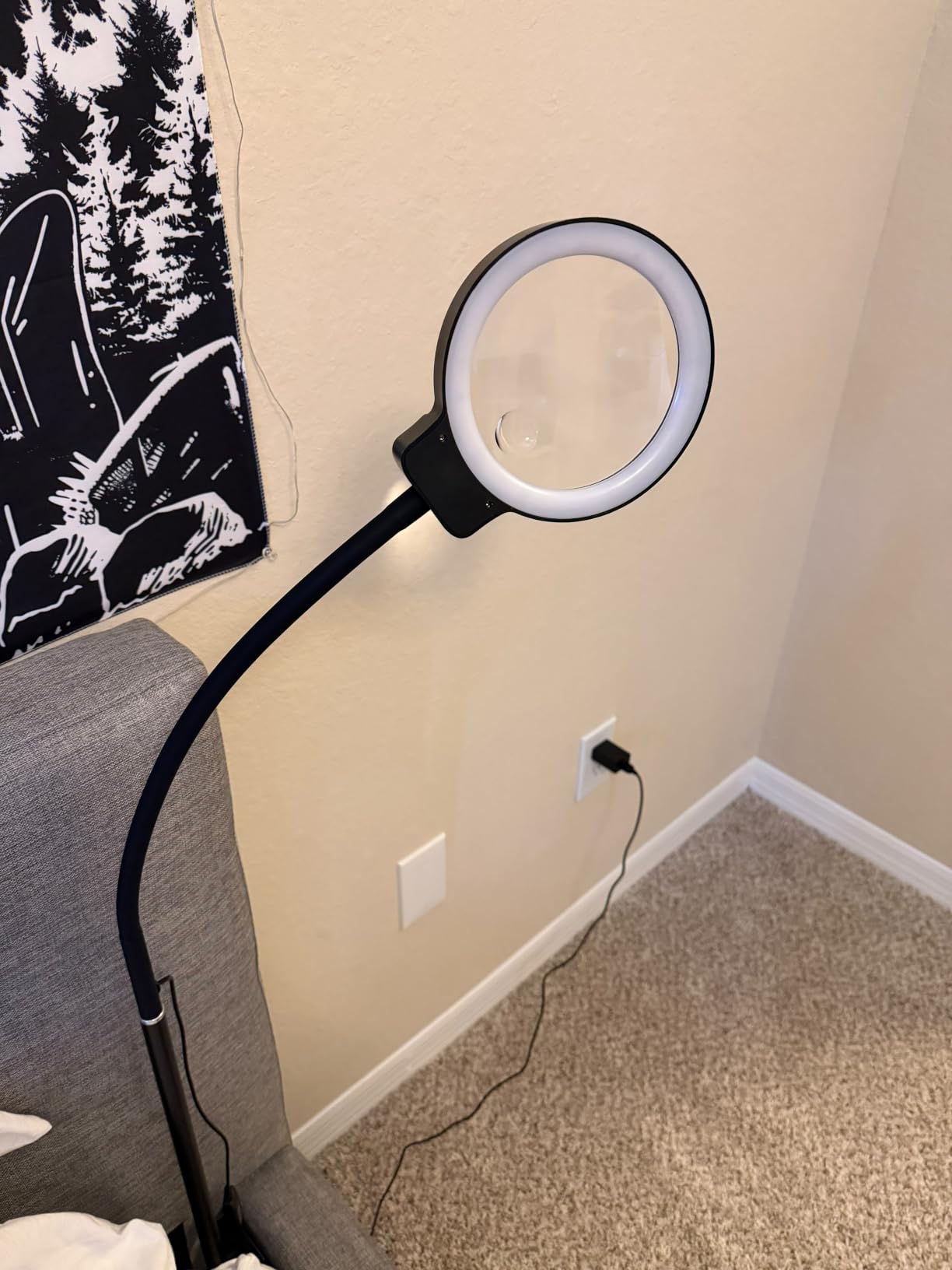 10X/30X Magnifying Glass with Light and Stand, 2-in-1 Magnifying Floor Lamp with 72 Adjustable Brightness LED Lamp Bulbs, Flexible Gooseneck Standing Magnifying Lamp for Close Work, Craft, Reading customer photo 2