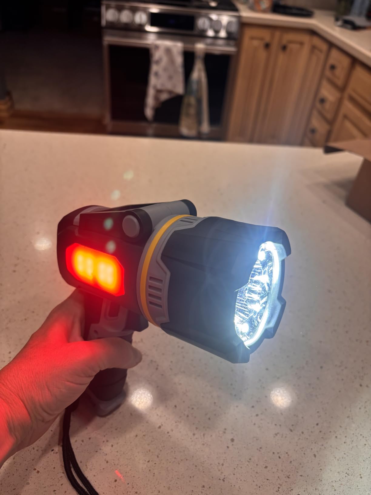 Rechargeable Spotlight 2000000 Lumen, Super Bright 9 LED Spotlight Flashlight with COB Light & Foldable Stand, Long Lasting Large Handheld Spot Light for Boating Camping Boat Marine customer photo 2