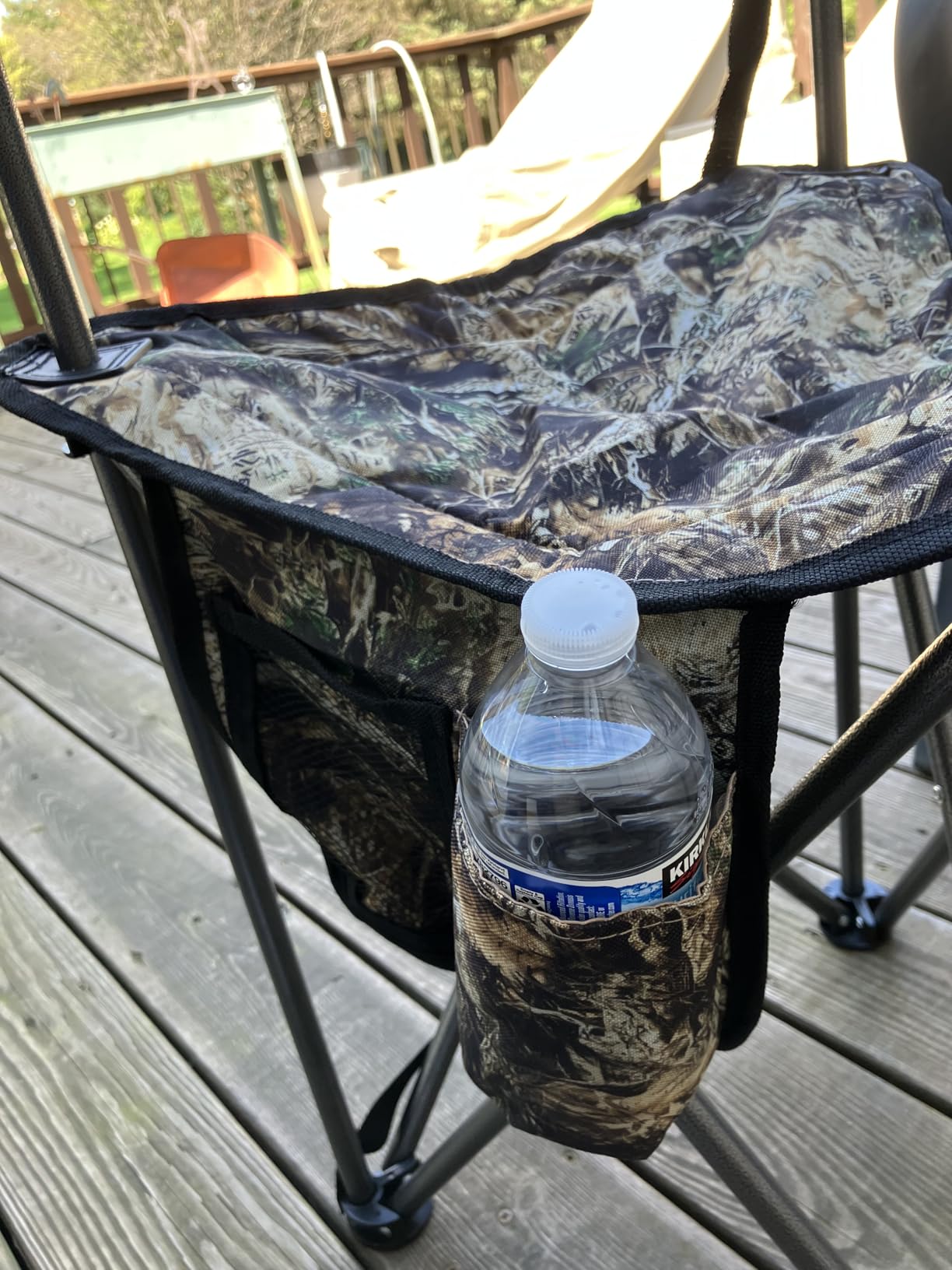 FLISSA Hunting Chair with Backrest, Folding Tripod Hunting Chair, Camo | Lightweight Outdoor Seat with Cup Holder, Storage Pocket & Shoulder Strap, Supports Up to 250 lbs customer photo 2