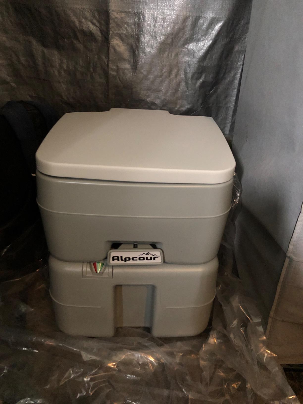 Alpcour Portable Toilet – Compact Indoor & Outdoor Commode w/Travel Bag for Camping, RV, Boat – Piston Pump Flush, 6 Gallon Waste Tank, Built-In Pour Spout & Washing Sprayer for Easy Cleaning customer photo 2