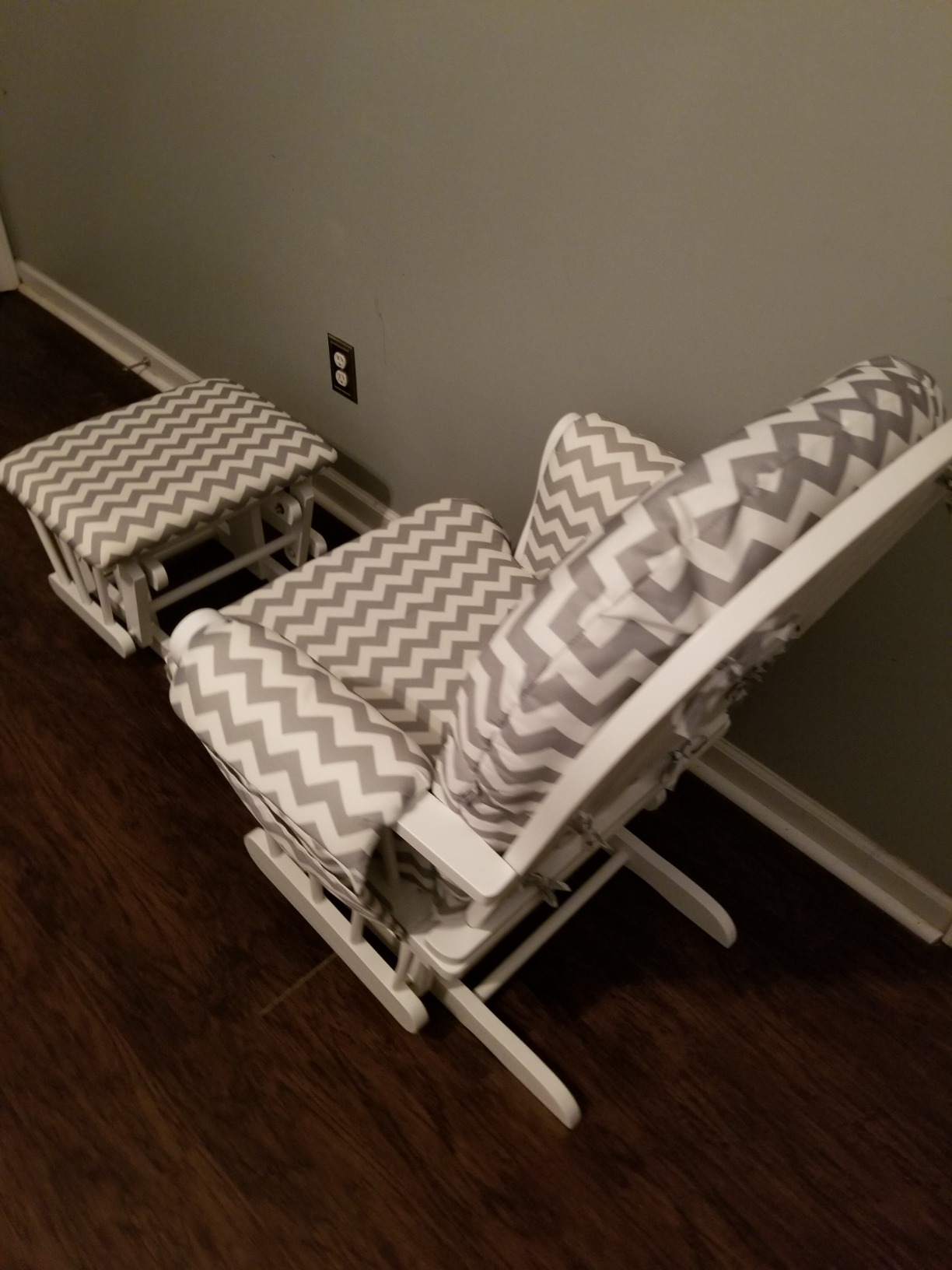 Costzon Nursery Glider with Ottoman, Upholstered Comfort Glider Rocker with Padded Cushion, Storage Pocket, Solid Wood Base, Rocking Chair Nursery for Breastfeeding, Napping (Natural) customer photo 1
