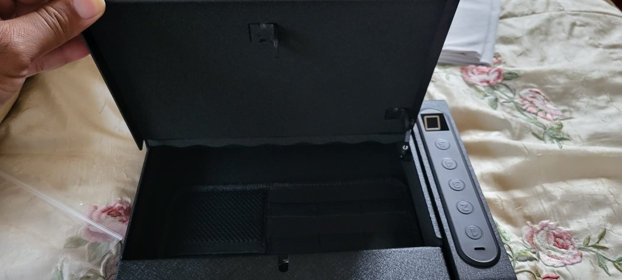XDeer Biometric Wall Safe with Gas Strut for Quick Access | Small Hidden Safe for Full-Size Handgun, LED Light, Silent Mode, and Backlit Digital Keypad S008QG (With Gas) customer photo 1
