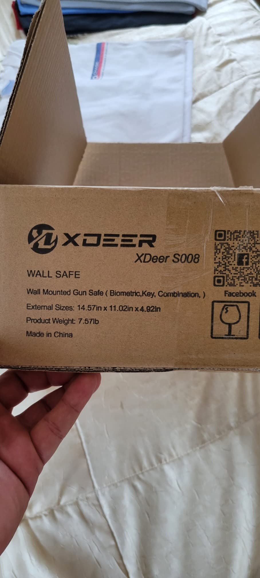 XDeer Biometric Wall Safe with Gas Strut for Quick Access | Small Hidden Safe for Full-Size Handgun, LED Light, Silent Mode, and Backlit Digital Keypad S008QG (With Gas) customer photo 2