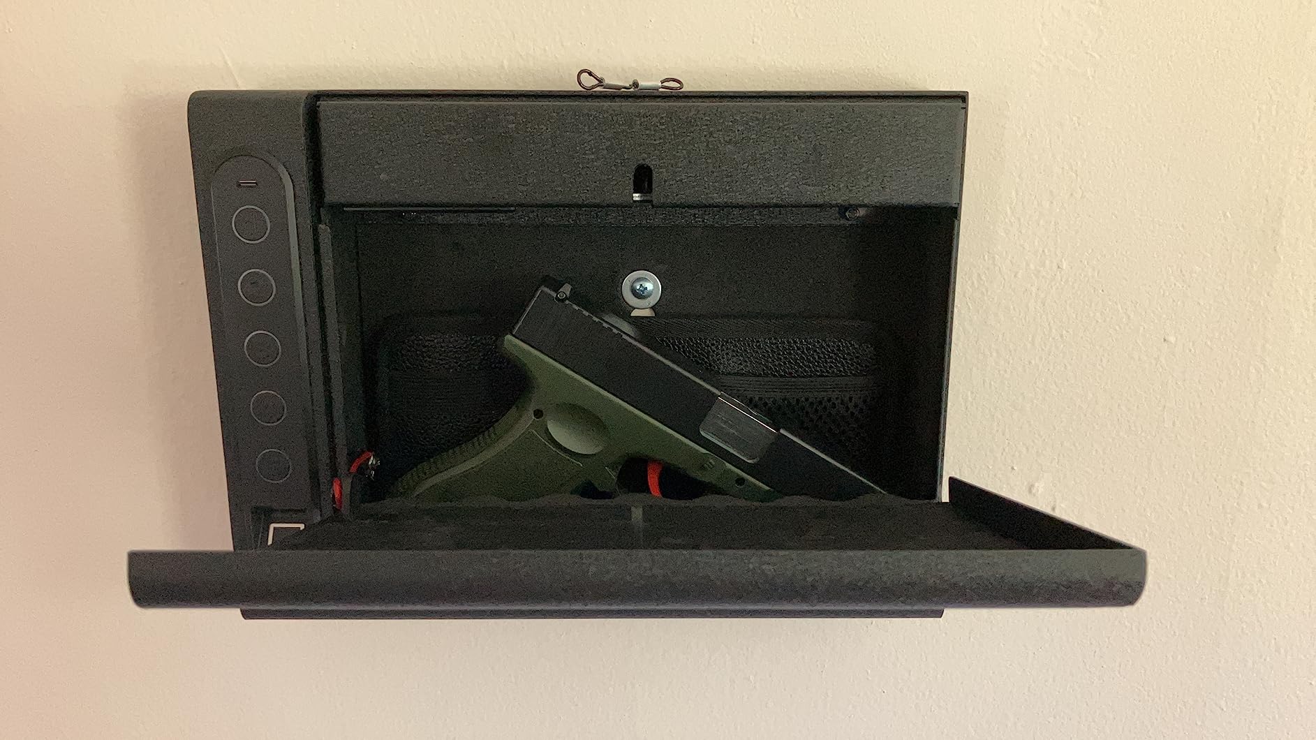 XDeer Biometric Wall Safe without Gas Strut for Quick Access | Small Hidden Storage for Full-Size Handgun, LED Light, Silent Mode, and Backlit Digital Keypad S008 (Without Gas) customer photo 1