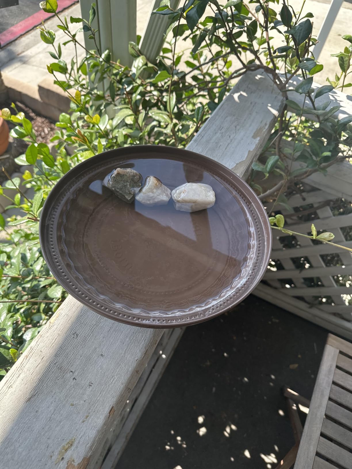 iBorn Metal Bird Bath, Deck Mounted Bird Baths 11inch, Bird Bath for Outside with Clamp 3.2inch, All-Metal Rust-Proof Bowl, Squirrel Chew-Proof, Fully Detachable Design, Easy Clean & Refill, Bronze customer photo 1