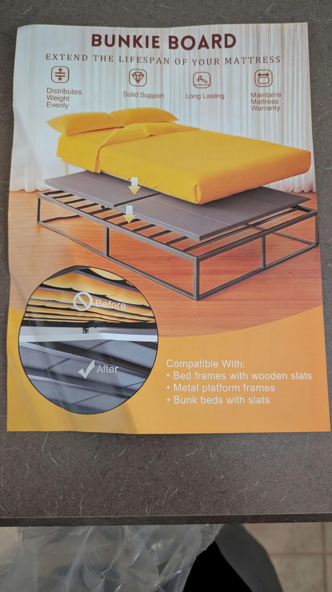LAVEVE Heavy Duty Bunkie Board King Size 76'' x 80'', Anti-Slip Bed Slat customer photo 2