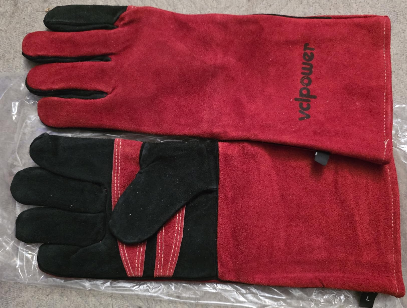 vclpower Animal handling Gloves 16-inch Leather for Women with Small Hands | Reinforced leather, 7.5-inch forearm guard and secure grip, Medium for women and smaller hands, Red customer photo 1