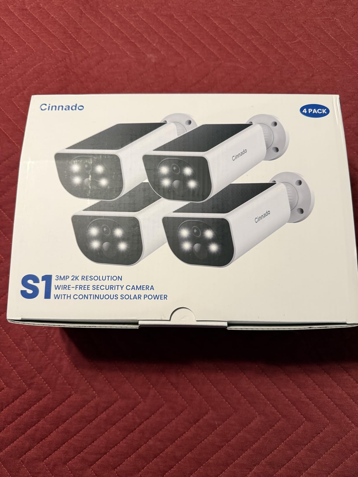 Cinnado Security Cameras Wireless Outdoor Integrated Solar Panel, S1 4Pack | 2.4G Wi-Fi Cameras, 2K, Cordless & Easily Mounted for Yard/Garage, 2-Way Talk & Siren, Continuous Power, Outside Surveillance customer photo 1