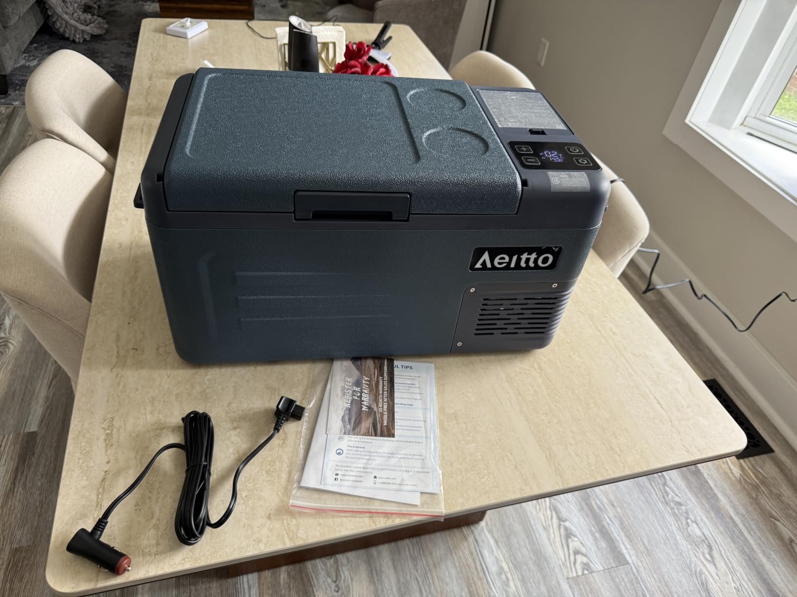 Aeitto 12 Volt Car Refrigerator 30Quart Car Fridge Freezer Electric Cooler Portable Cooler 12V Fridge RV Refrigerator -4℉-68℉ Temp Control 12/24V DC & 100-240V AC for Travel, Camping, RV, Road customer photo 1