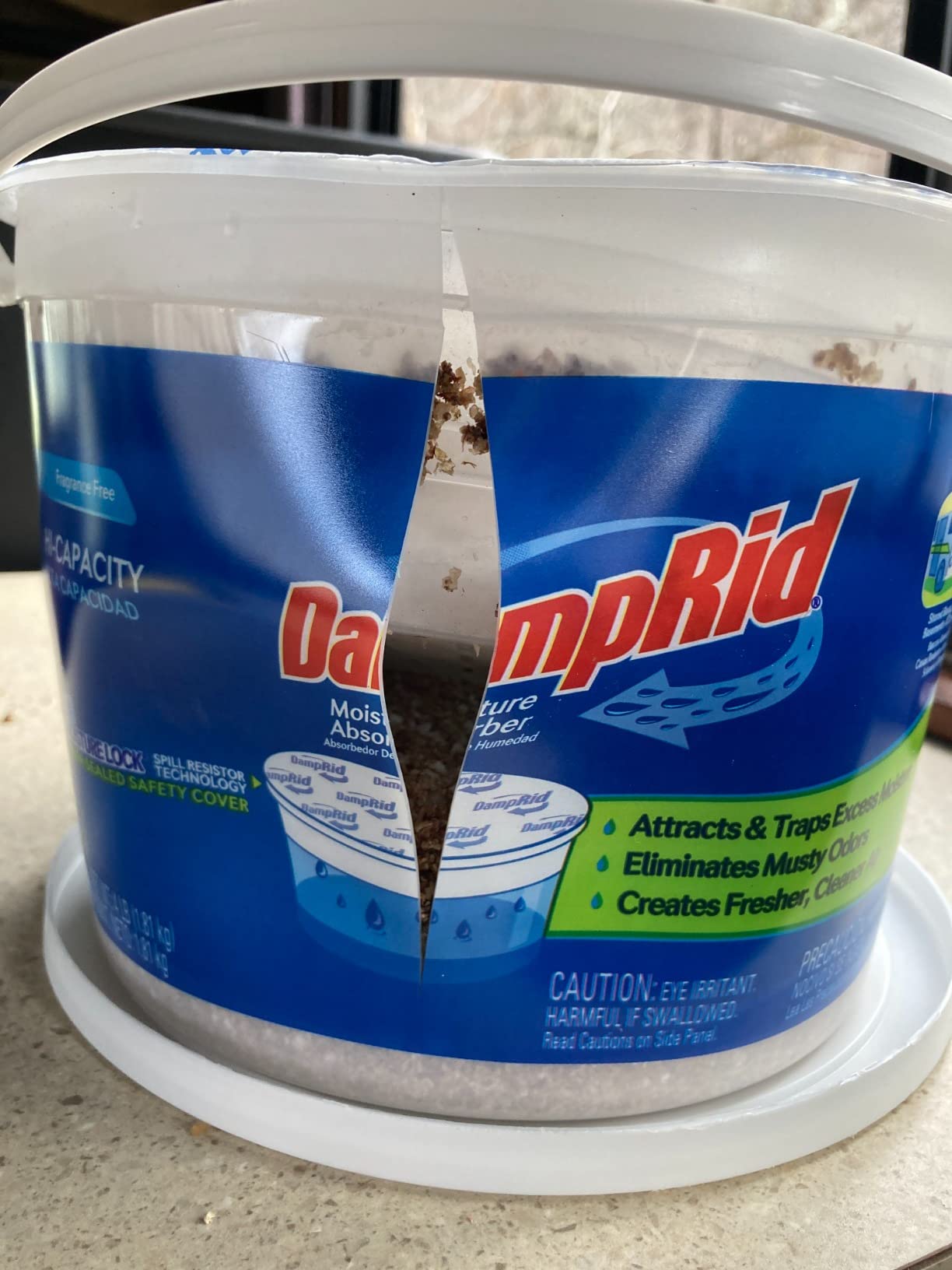 DampRid Moisture Absorber Hi-Capacity Bucket, 2 lb 15.5oz, Fragrance Free, For Fresher, Cleaner Air in Large Spaces, Lasts Up To 6 Months, No Electricity Required customer photo 1