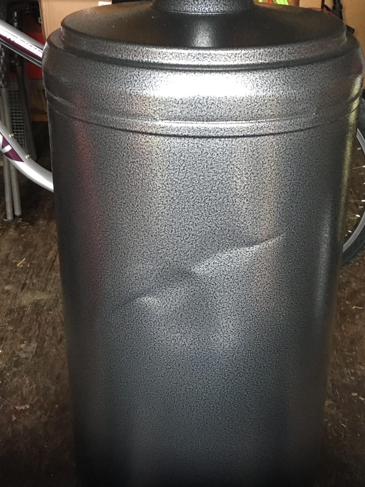 Hiland 48,000 BTU Propane Patio Heater, Open Door Design, Adjustable Table, Weight Bladder, Single Pole, Regulator and Hose, Hammmered Silver customer photo 2