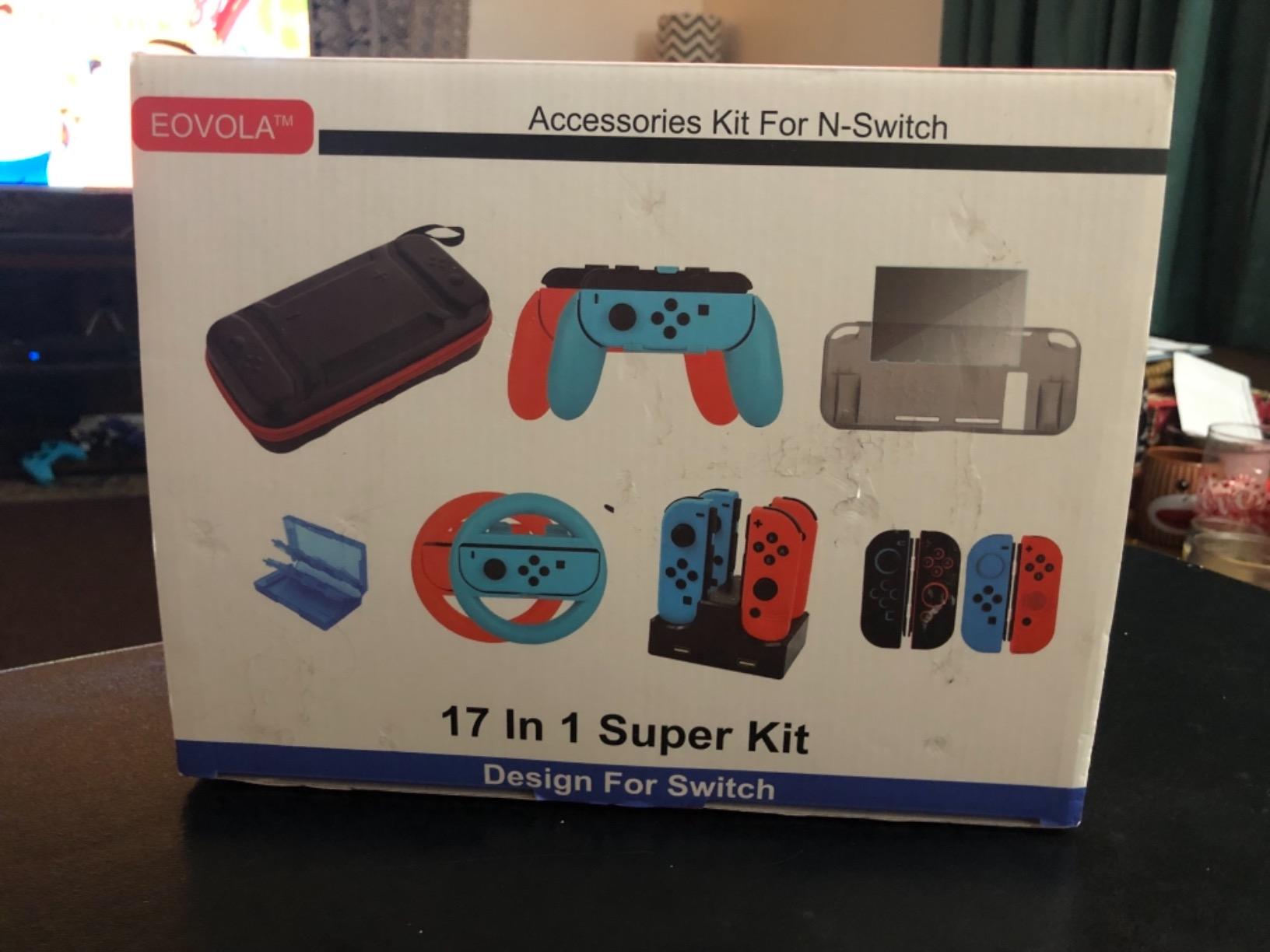 EOVOLA Accessories Kit for Nintendo Switch / Switch OLED Model Games Bundle Wheel Grip Caps Carrying Case Screen Protector Controller customer photo 1