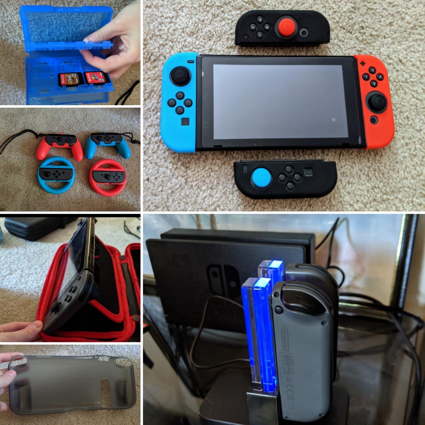 EOVOLA Accessories Kit for Nintendo Switch / Switch OLED Model Games Bundle Wheel Grip Caps Carrying Case Screen Protector Controller customer photo 2