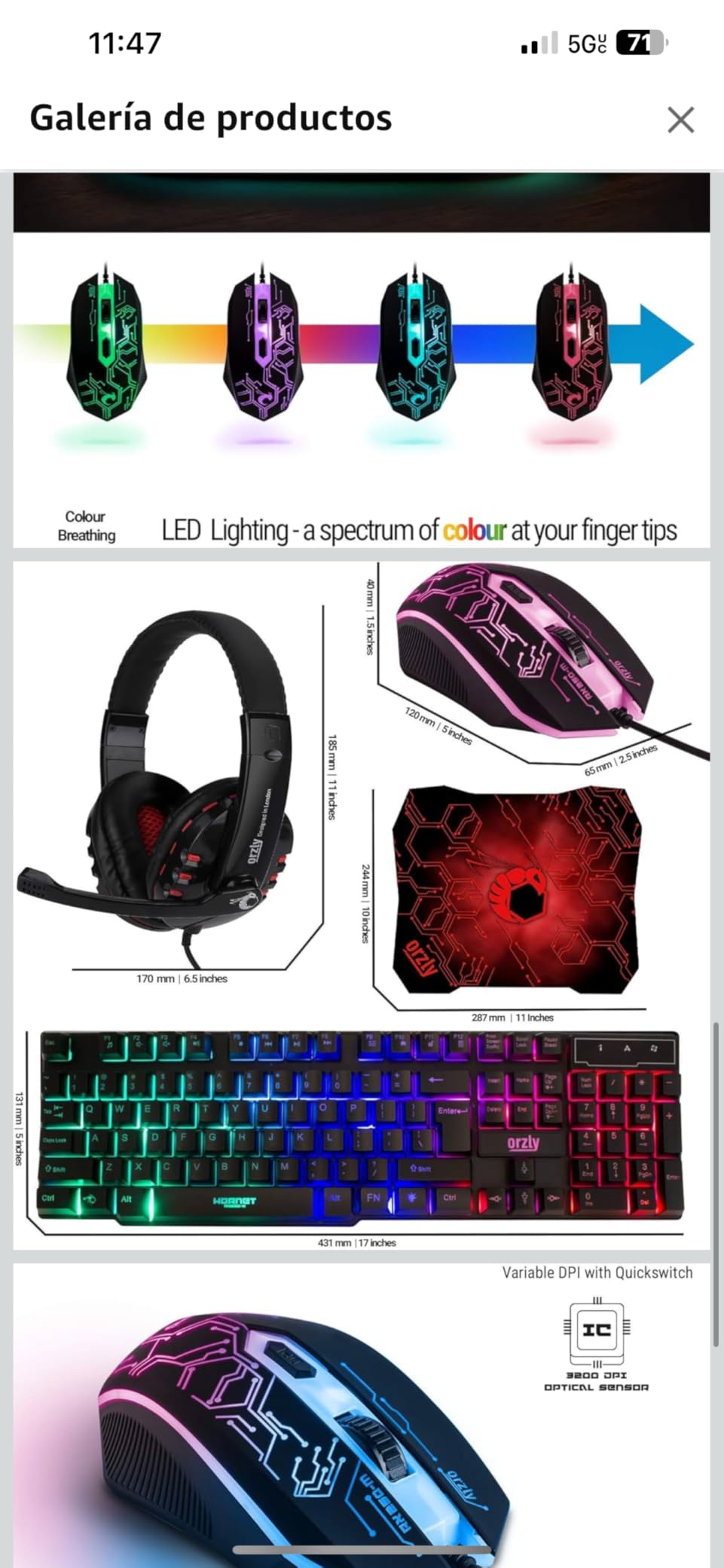 Gaming Keyboard and Mouse and Mouse pad and Gaming Headset, Wired LED RGB Backlight Bundle for PC Gamers and Xbox and PS4 Users - 4 in 1 Edition Hornet RX-250 customer photo 2