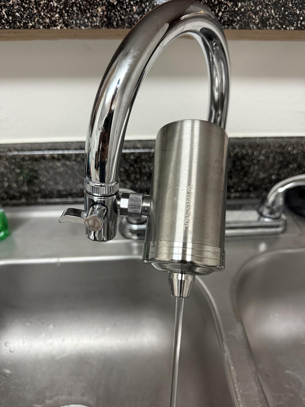 WINGSOL Stainless Steel Water Filter for Sink Faucet, NSF/ANSI 42&53, 360° Rotating Tap Purifier, Reduce Heavy Metals 99.6% Lead, Improve Taste, 250 Gallons Mineral pH+ Water, Reinforced Housing customer photo 1