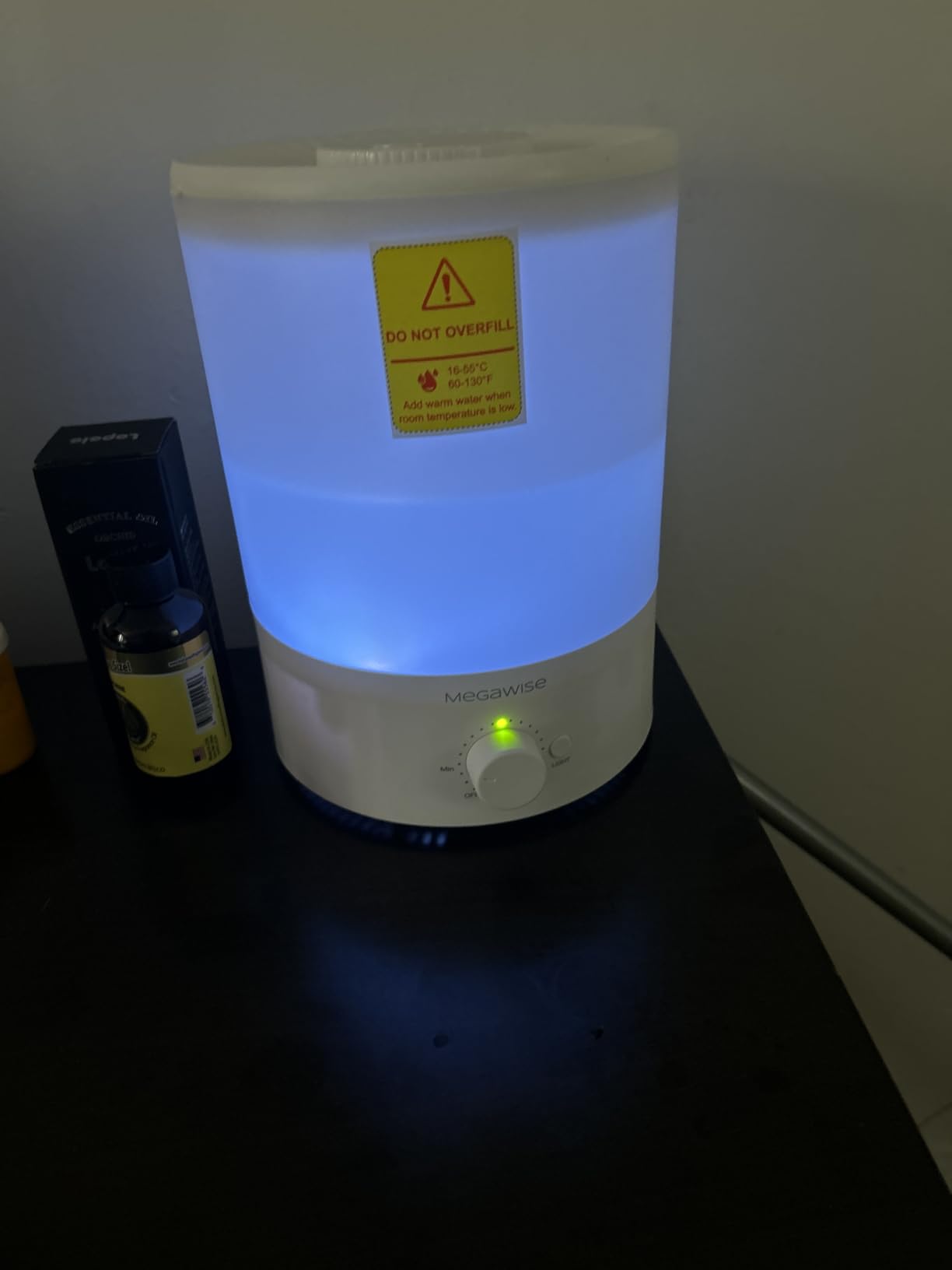 MegaWise Healthy Top-Refill Cool Mist Humidifiers for Bedroom, 24dB Ultrasonic Air Vaporizer with Water Filter for Baby [PP Material], Colorful Night Light,1 Gal Essential Oil Diffuser, Auto Shut Off customer photo 1