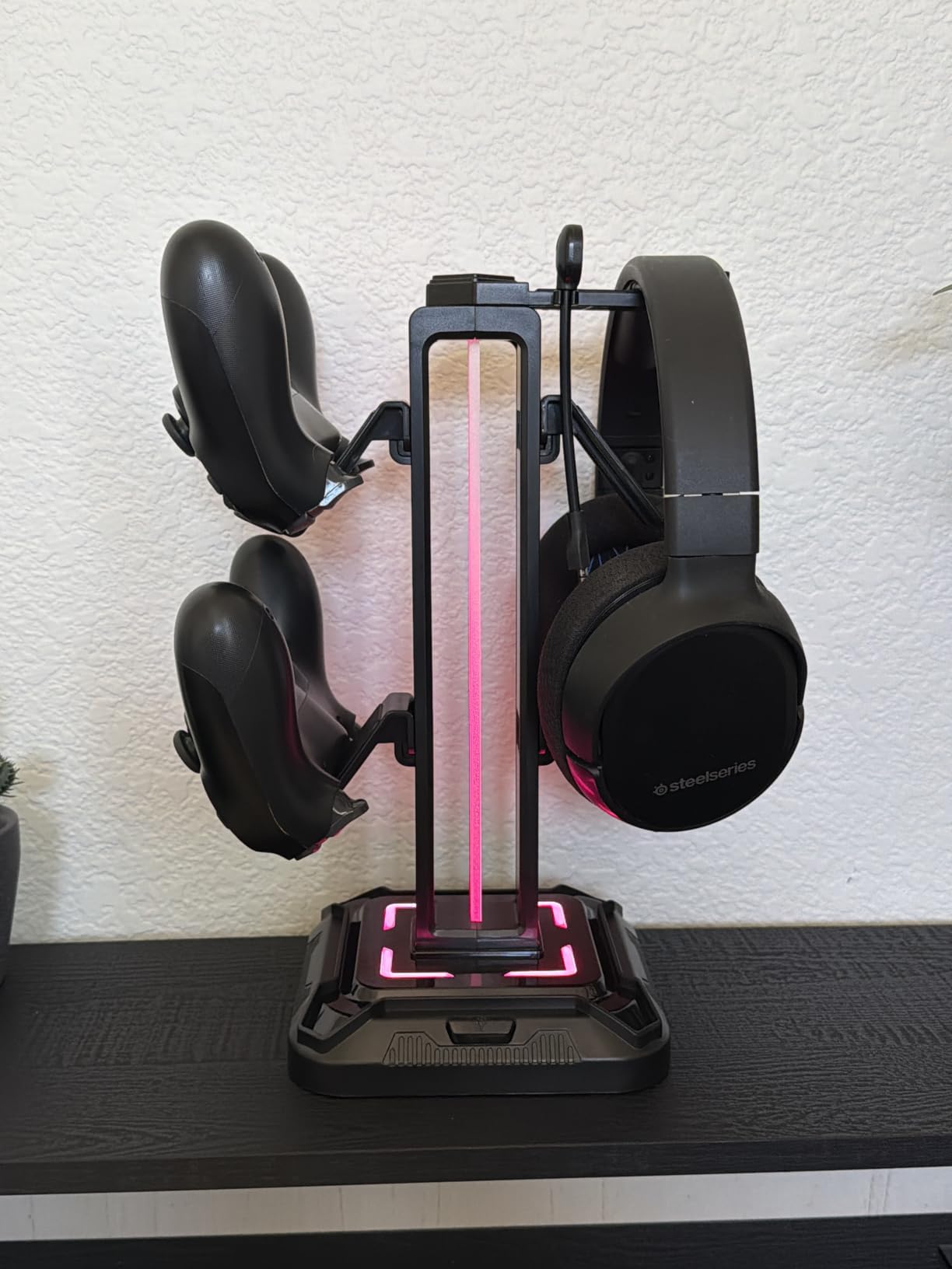 KDD RGB Headset Stand with 9 Light Modes - Controller Holder for Desk - Rotatable Headphone Stand & Detachable Controller Hook for PC Earphone Accessories(Black) customer photo 2