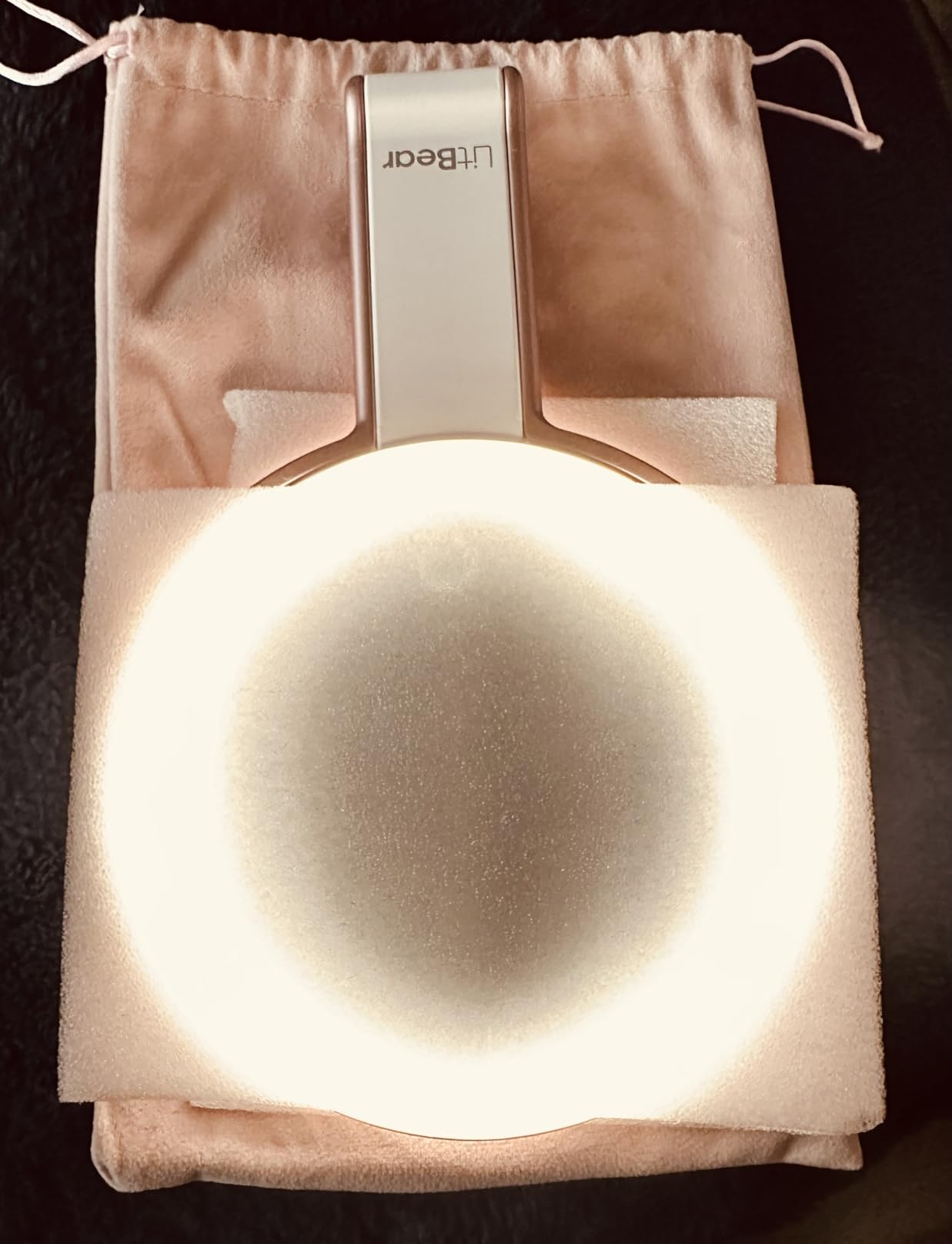 LitBear Travel Makeup Mirror with Lights, Rechargeable Double-Sided 10X/1X Magnifying Mirror, Portable Lighted Beauty Mirror, 3 Color Lighting, Dimmable Touch Screen, Tabletop Handhold Hanging (White) customer photo 2