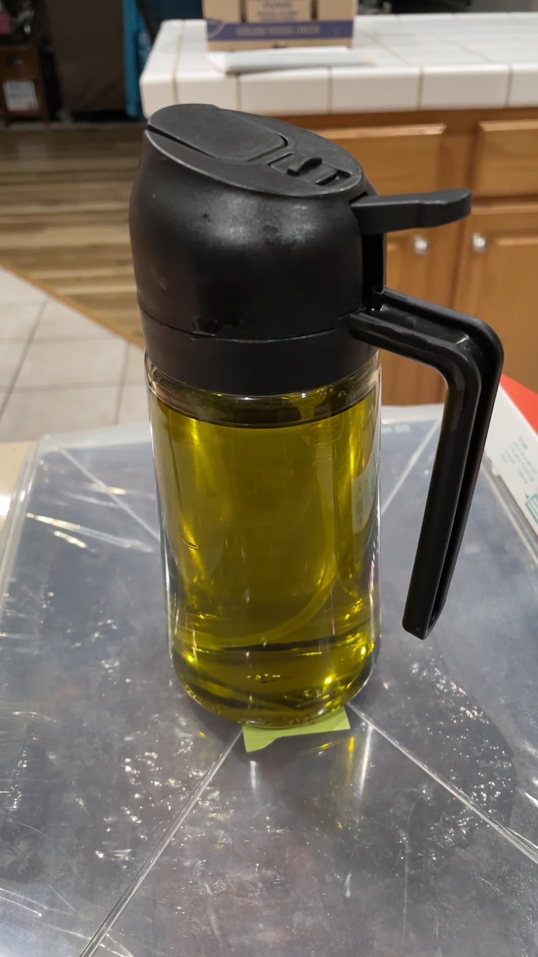 2 in 1 Glass Oil Sprayer & Dispenser,16oz/470ml Olive Cooking, Air Fryer, and Salad, for Kitchen Gadgets and Air Fryer Accessories, w/Stickers (Black) customer photo 1