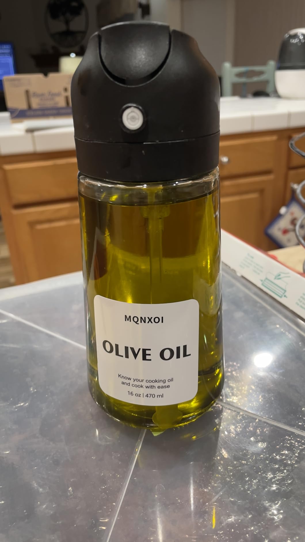 2 in 1 Glass Oil Sprayer & Dispenser,16oz/470ml Olive Cooking, Air Fryer, and Salad, for Kitchen Gadgets and Air Fryer Accessories, w/Stickers (Black) customer photo 2